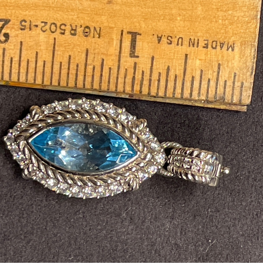 Judith Ripka 925 Silver with Marquise Blue Topaz and CZ Gemstones - Picture 5 of 5
